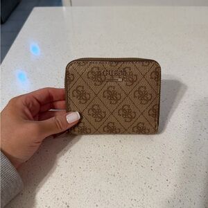 GUESS Tan Logo Key & Card Holder